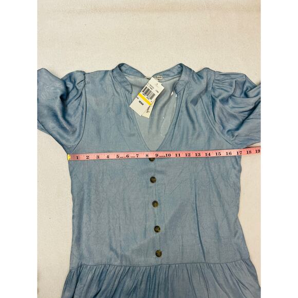 SPEECHLESS sz M light blue denim like Tiered Ruffle Chambray Dress NWT 0B9 - Picture 7 of 10